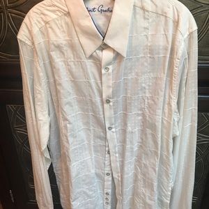 Robert Graham white geometric embroidered shirt